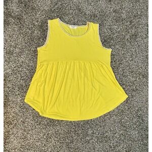 Zenana Sleeveless PomPom Trim Tank Top Yellow Color S 3XL